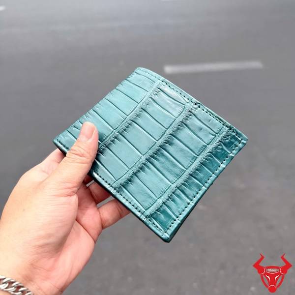 Ví nam da cá sấu Thái Lan xanh xám cao cấp phong cách lịch lãm
