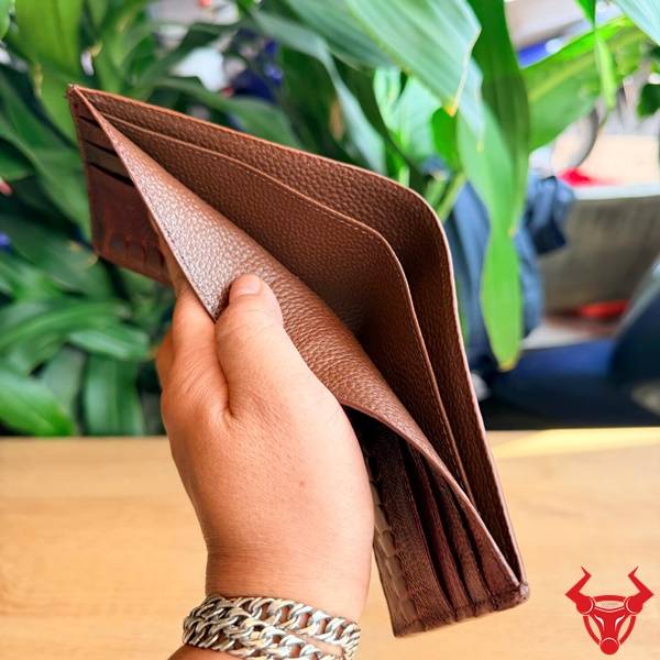 Ví nam da chân đà điểu full vảy chân màu nâu đỏ nổi bật