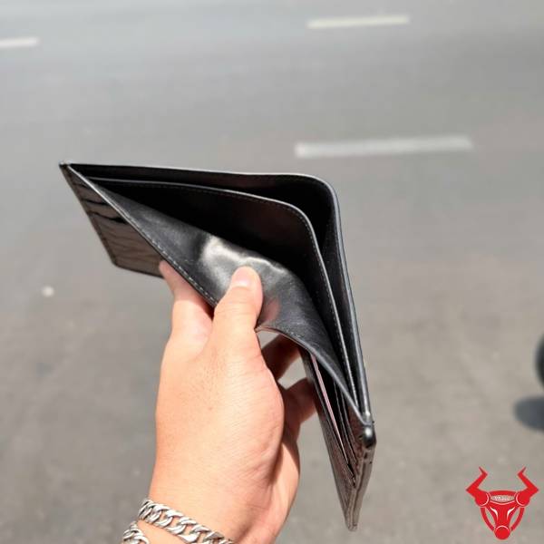 Ví nam da chân đà điểu màu đen thiết kế thời trang cao cấp