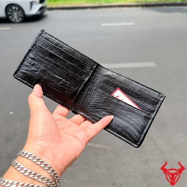 Ví nam da chân đà điểu màu đen cao cấp phong cách lịch lãm