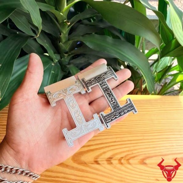 Mặt Khóa Chữ H K103 Thép Bền Bỉ Bản 3.5cm Mặt khóa thắt lưng thép K103 chữ H hoa văn cao cấp cho nam.