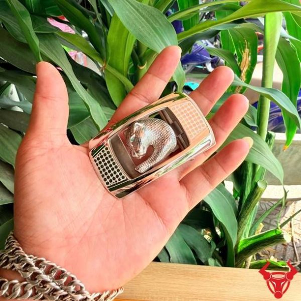 Mặt khóa dây lưng nam K142 hình con báo bằng thép cao cấp.