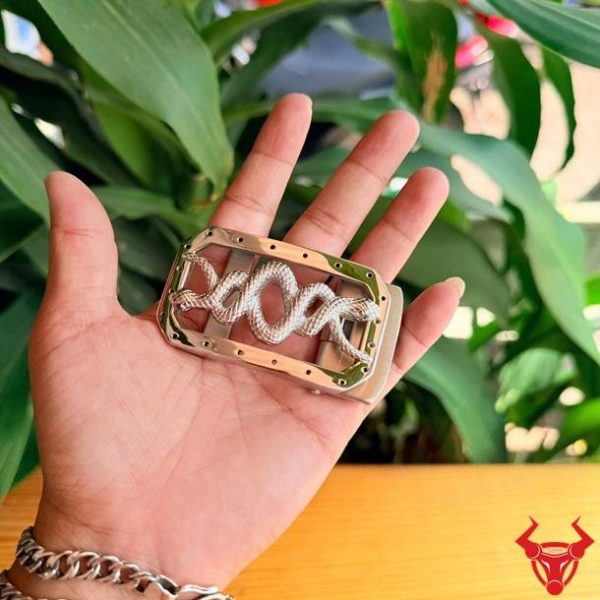 Khóa Ray Trượt Tự Động K109 Thép Trắng Tiện Dụng Cho Nam Khóa thắt lưng thép trắng K109 hình rắn phong cách hiện đại.