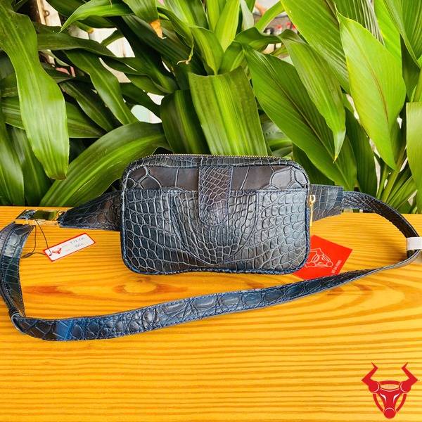 Túi Đeo Bụng Da Cá Sấu TTL06 Dành Cho Nam Giới Túi đeo bụng da cá sấu TTL06 màu xanh Navy phong cách cá tính.