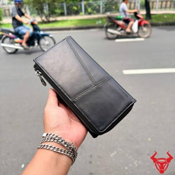 Ví Cầm Tay Da Bò Cao Cấp VICT02 Màu Đen Cho Nữ Ví cầm tay nữ da bò VICT02 màu đen nhiều ngăn dành cho phái đẹp.