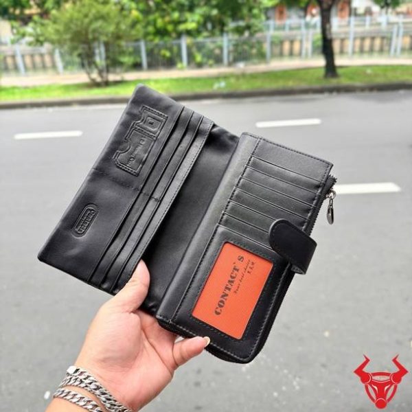 Ví Da Bò Nữ VICT02 Màu Đen Sang Trọng Và Bền Đẹp Ví nữ dáng dài VICT02 màu đen bằng da bò cao cấp, thiết kế thời trang.