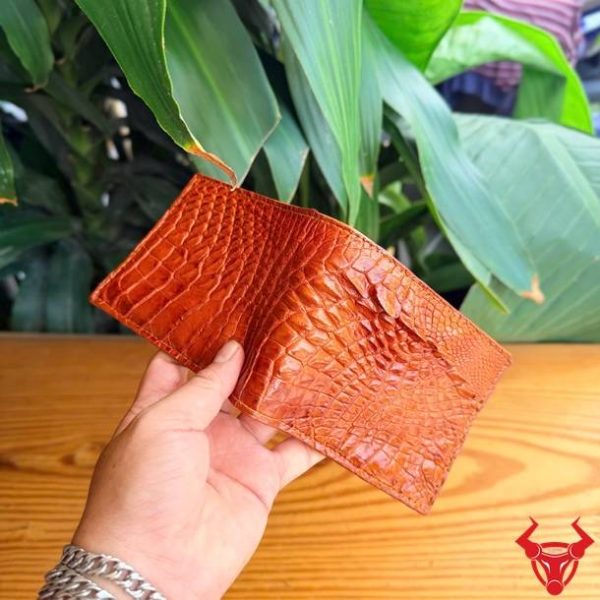 Ví Nam Form Ngang Da Cá Sấu Gai Tay VBA5 Màu Vàng Cam cao cấp.