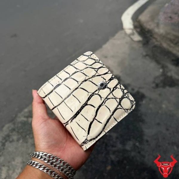 Ví Da Bụng Cá Sấu Nữ Thái Lan Trắng Đen VRBA8 Thời Thượng Ví nữ VRBA8 da bụng cá sấu Thái Lan trắng đen phong cách sang trọng