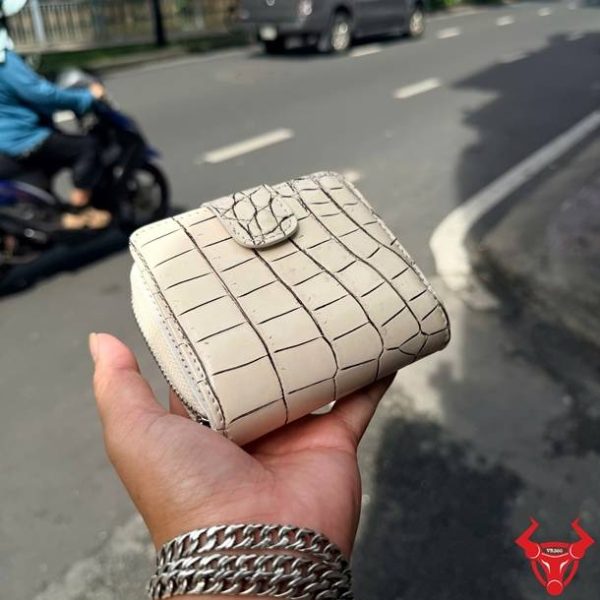 Ví Nữ VRBA8 Da Bụng Cá Sấu Thái Lan Trắng Đen Thời Trang Ví da bụng cá sấu nữ Thái Lan trắng đen VRBA8 phụ kiện đa dụng