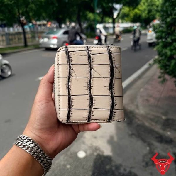 Ví Nữ Dáng Ngắn Da Cá Sấu Thái Lan VRBA8 Đa Dụng Ví nữ VRBA8 da cá sấu Thái Lan trắng đen thanh lịch đa dụng