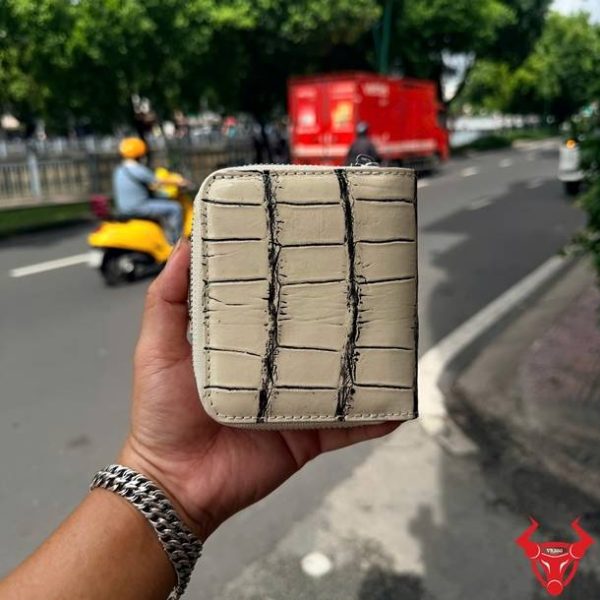 Ví Nữ Da Cá Sấu Thái Lan Trắng Đen VRBA8 Phong Cách Ví da cá sấu nữ dáng ngắn da Thái Lan màu trắng đen VRBA8 cao cấp