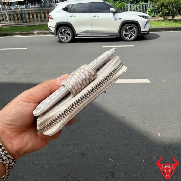 Ví Nữ Da Cá Sấu Da Bụng Bạch Tạng VRBA8 Cao Cấp Ví nữ VRBA8 dáng ngắn da bụng cá sấu bạch tạng cao cấp