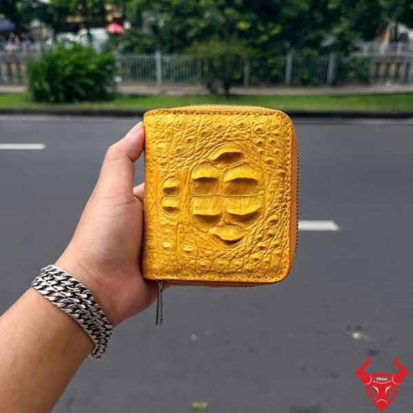 Ví Nữ Da Cá Sấu Màu Vàng VRBA4 Phong Cách Đẳng Cấp Ví nữ VRBA4 dáng ngắn da cá sấu vàng nhỏ gọn đa dụng