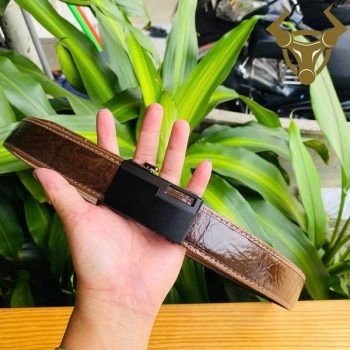 Thắt Lưng May Viền Da Cá Sấu Khóa Ray Trượt FAA9B2