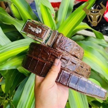 Thắt Lưng Da Cá Sấu Dây Liền TLA4B2 Khóa Trắng Bản 3.5cm