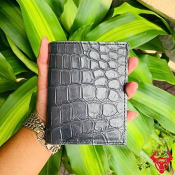 Ví Nam Form Đứng Da Cá Sấu Màu Xám Đen VJA8