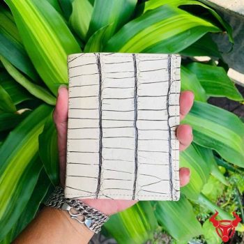 Ví Da Cá Sấu Form Đứng Màu Trắng Đen VJA8
