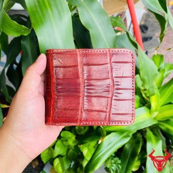 Ví Ngang Da Cá Sấu Màu Nâu Đỏ VBAA8 Form Cải Tiến