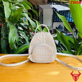 Balo Nữ Mini Da Cá Sấu Gù TDO6 Màu Bạch Tạng