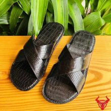 Dép da nam quai X full da cá sấu thủ công cao cấp.