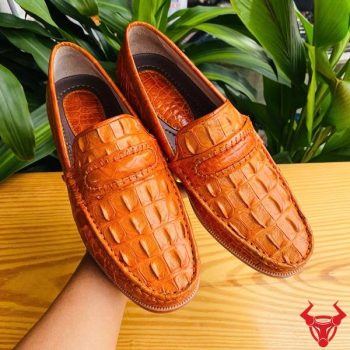 Giày Tây Da Gai Lưng Cá Sấu GCA1- Size 43 Màu Vàng Cam