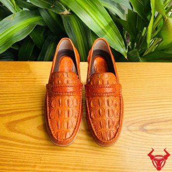 Giày Lười Da Cá Sấu GCA1- Size 42 Màu Vàng Cam