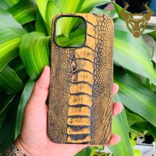 Ốp iPhone 16 Pro Max da đà điểu sang trọng cao cấp.