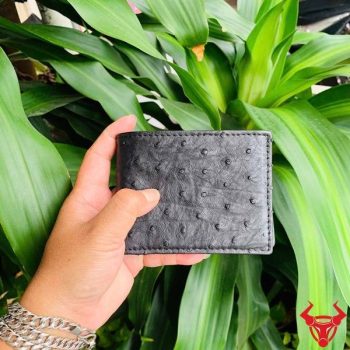 Ví Mini Da Bụng Đà Điểu 2 Mặt VGD3 Màu Đen