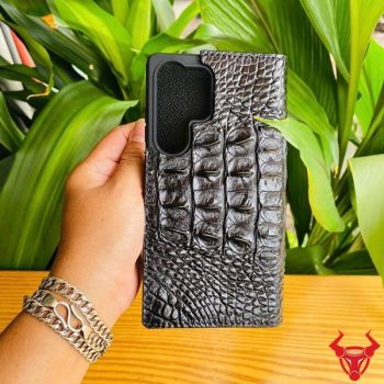 Bao Da Điện Thoại Samsung S25 Ultra Da Cá Sấu Màu Đen