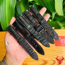 Dây đồng hồ da chân đà điểu size 18mm màu đen sang trọng.