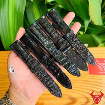 Dây Đồng Hồ Da Chân Đà Điểu Size 18mm Màu Đen