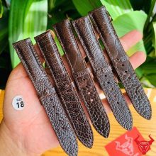 Dây đồng hồ da chân đà điểu size 18mm màu nâu đen sang trọng.