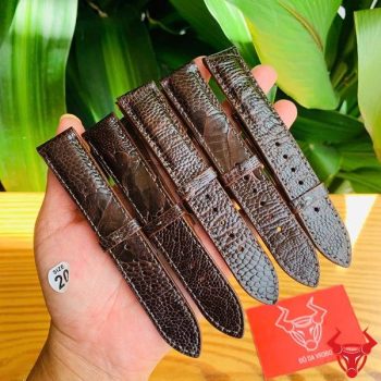 Dây Đồng Hồ Da Chân Đà Điểu Size 20mm Màu Nâu Đất