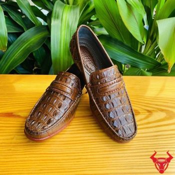 Giày Tây Da Gai Lưng Cá Sấu Cao Cấp GCA1- Màu Nâu Đất