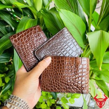 Ví Sen Đựng Tiền Da Bụng Cá Sấu VTAA8 Màu Nâu Đất