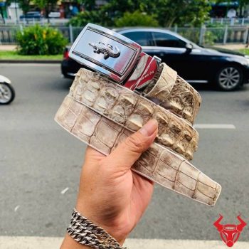 Thắt Lưng Da Cá Sấu Bạch Tạng Bản 3.5cm Dài 110cm Khóa Hợp Kim