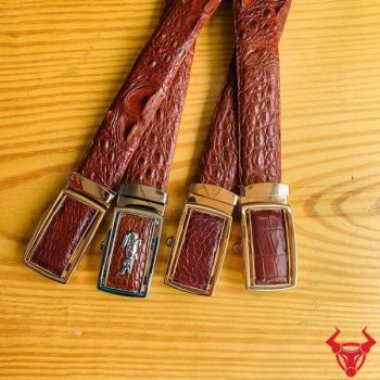 Thắt Lưng Nam Da Cá Sấu Nối Bản 3.5cm Màu Nâu Đỏ