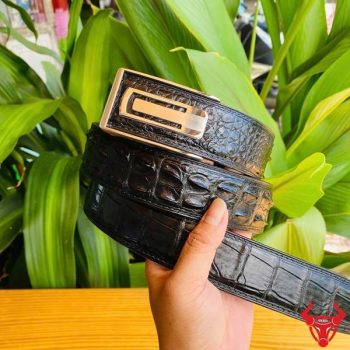 Thắt Lưng Ray Trượt Da Cá Sấu Gù Bản 4cm TSK130-A Khóa Thép Trắng