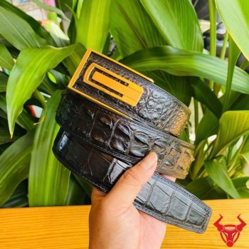 Thắt Lưng Ray Trượt Da Cá Sấu Gù Bản 4cm TSK130-A Khóa Thép Vàng