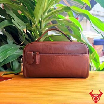 Clutch Cầm Tay Da Bò Form Hộp CL69 Màu Nâu