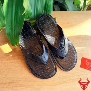 Dép Kẹp Full Da Cá Sấu DIA8 Size 42 Màu Đen