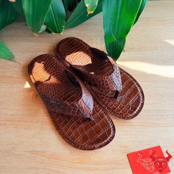 Dép Kẹp Full Da Cá Sấu DIA8 Size 42 Màu Nâu