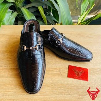 Giày Sục Mule Da Bụng Cá Sấu Cao Cấp Đóng Thủ Công GDA8 Có Phụ Kiện