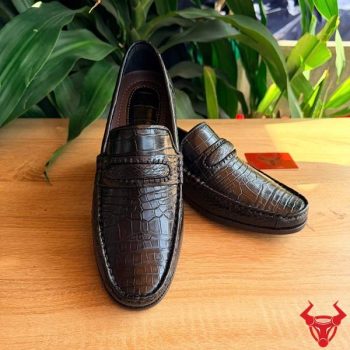 Giày Lười Da Bụng Cá Sấu Cao Cấp GCA8- Màu Đen