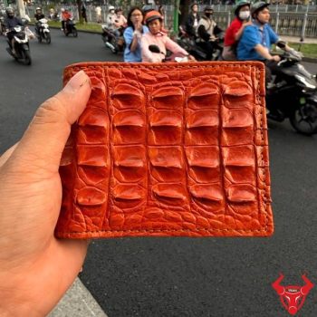 Ví Nam Da Cá Sấu Gai Lưng 2 Mặt Trong Ngoài VCA1 Màu Vàng Cam