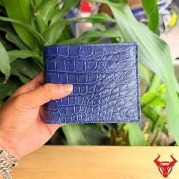 Ví Ngang Da Cá Sấu Thái Lan Phần Da Bụng VBA8-TL Màu Xanh Navy