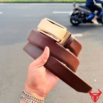 Thắt Lưng Nam Da Bò Nappa TLRN05 Màu Nâu Khóa Tự Động Ray Nhựa