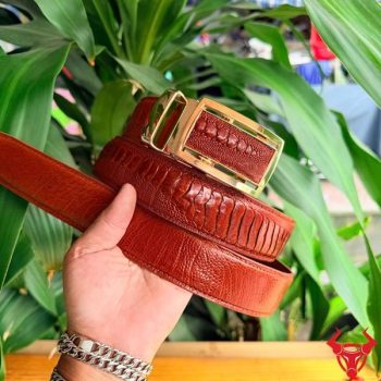 Thắt Lưng Nam Da Chân Đà Điểu TLD1 Màu Nâu Đỏ Sáng