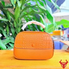 Túi xách nữ da bò dập vân cá sấu TDN42 màu vàng cam thời trang