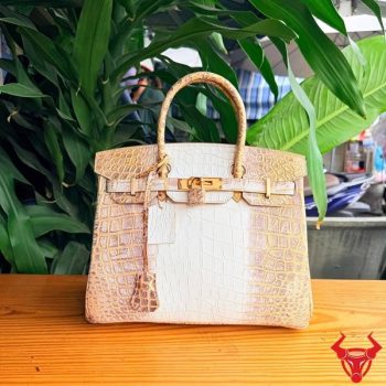 Túi Xách Nữ Da Cá Sấu Bạch Tạng Nhũ Vàng Nhập Khẩu Cao Cấp TCBA8
